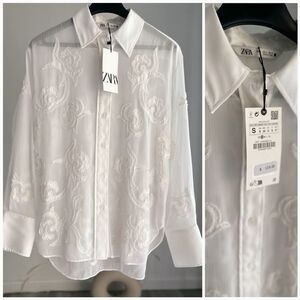 Zara Embroidered Blouse Shirt New